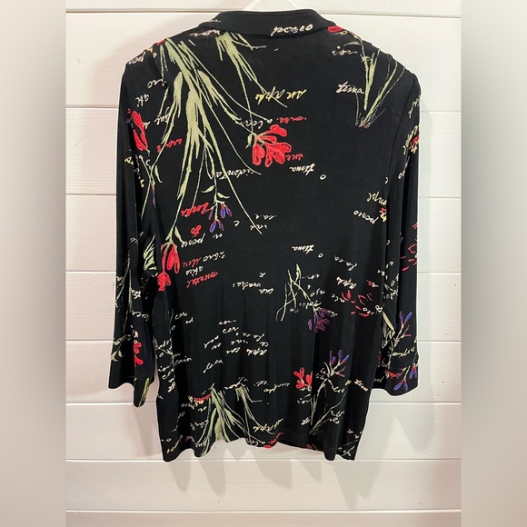 🖤 VINTAGE • Black Stretch Floral Shirt • Estimated Size XXL - Picture 9 of 9
